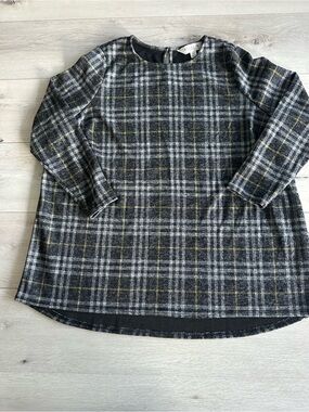 Allison Taylor Smart and Sassy Plaid Top Grey Size 1X EUC
